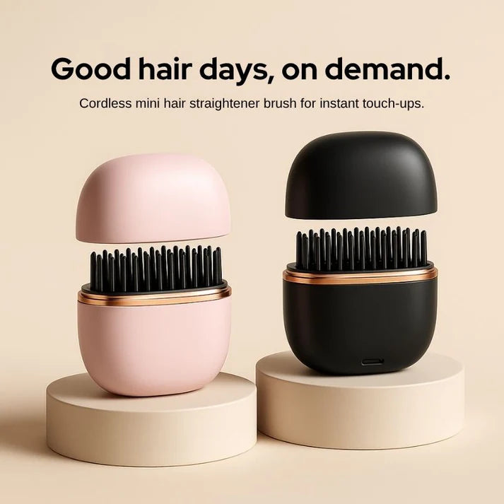 Mini Wireless Straightening Comb, Portable And Compact Hair Straightener, USB Rechargeable Travel Hair Brush, Small Heated Comb