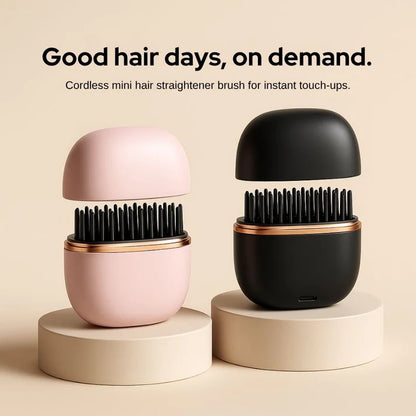 Mini Wireless Straightening Comb, Portable And Compact Hair Straightener, USB Rechargeable Travel Hair Brush, Small Heated Comb
