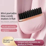 Mini Wireless Straightening Comb, Portable And Compact Hair Straightener, USB Rechargeable Travel Hair Brush, Small Heated Comb
